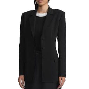 Lafayette 148 New York Single Breasted Three Button Blazer Black Sz 6 A004084